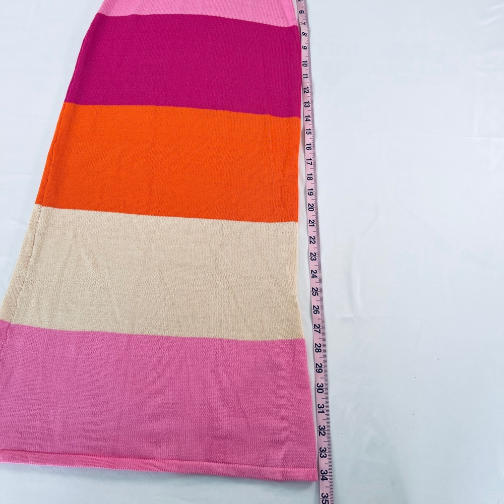 MABLE Colorblock Knit Cutout Maxi Dress Pink Orange Tan Womens Size Small Resort - Picture 7 of 8